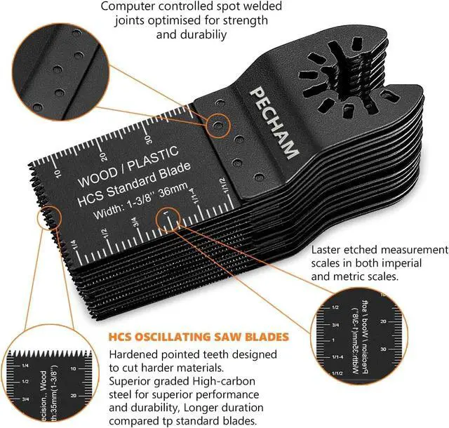 Alt view image 7 of 7 - 24PCS Universal Wood Metal Oscillating Multitool Quick Release Saw Blades Fit Porter Cable Black & Decker Rockwell Ridgid Ryobi Milwaukee Chicago Craftsman