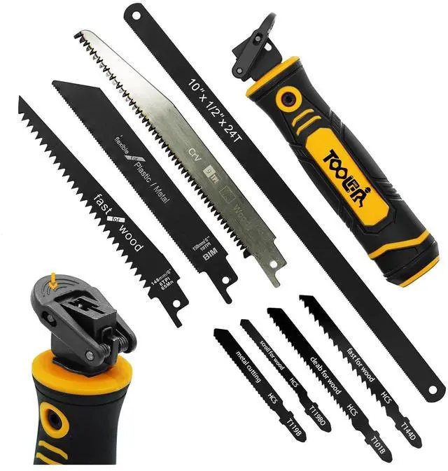 Main image of : 8-In-1 Multi Blades Hand Saw, Drywall Cutter. Hacksaw. Long Blade Hand Saw, Jab Saw, For Cutting Drywall, Sheetrock, Wood, Metel, Plastic, Plywood. Blade Quick Change Mechanism.