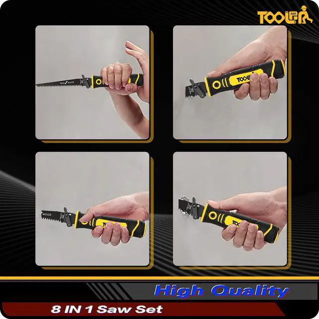 Alt view image 4 of 7 - : 8-In-1 Multi Blades Hand Saw, Drywall Cutter. Hacksaw. Long Blade Hand Saw, Jab Saw, For Cutting Drywall, Sheetrock, Wood, Metel, Plastic, Plywood. Blade Quick Change Mechanism.