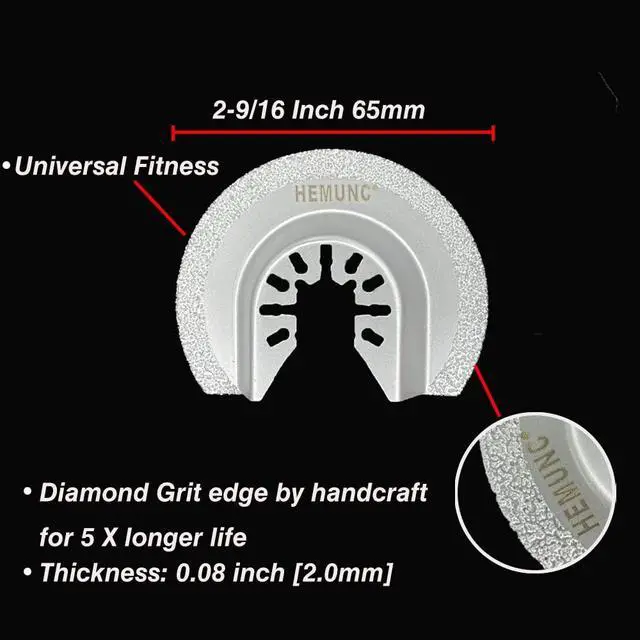 Alt view image 3 of 6 - 6Pcs Diamond Oscillating Tool Blades, Multi Tool Mortar Cutting Saw Blades Precise for Grout Removal and Soft Tile Cut