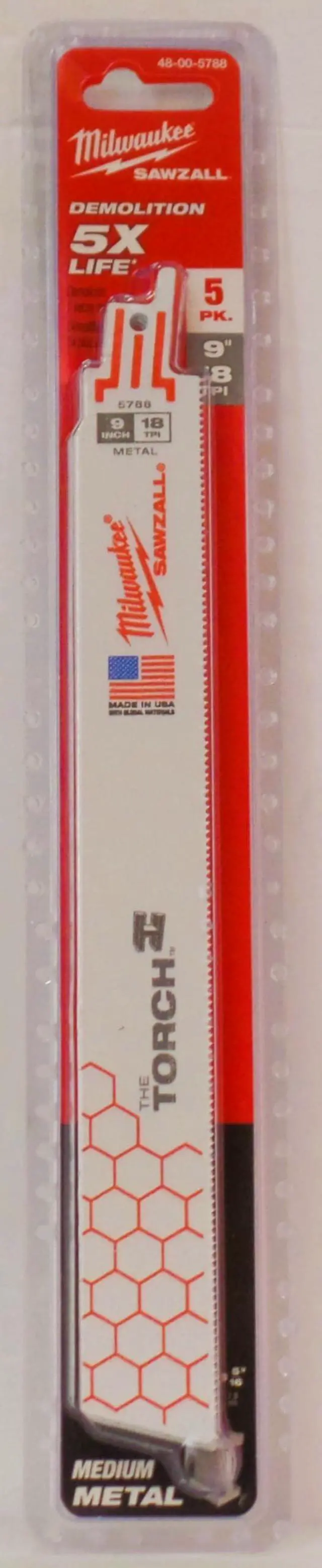 Main image of 9" L Reciprocating Saw Blade, 5 pk., Bi-Metal (48-00-5788)