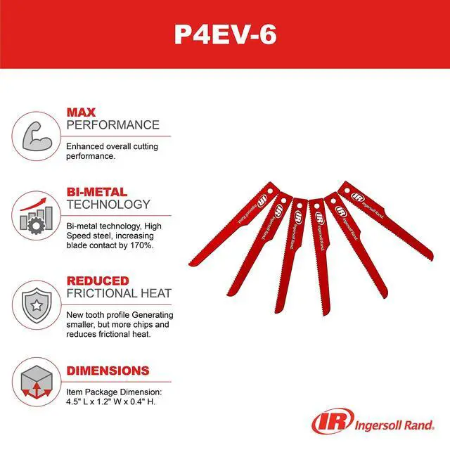 Alt view image 3 of 3 - P4EV-6 Air Reciprocating Saw Blades for all standard shank air reciprocating saws