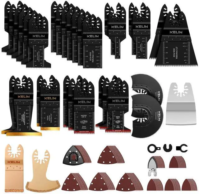 Main image of 118 PCS Multitool Blade Kits Cutting and Sandpaper Oscillating Tool Accessories Universal Oscillating Saw Blades 13 Types Blades Compatible with Dewalt Bosch Dremel Milwaukee