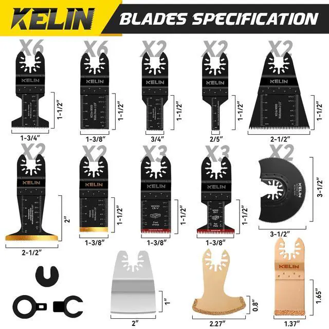 Alt view image 3 of 7 - 118 PCS Multitool Blade Kits Cutting and Sandpaper Oscillating Tool Accessories Universal Oscillating Saw Blades 13 Types Blades Compatible with Dewalt Bosch Dremel Milwaukee