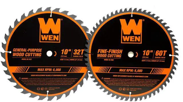 Main image of BL1032-2 10-Inch 32-Tooth and 60-Tooth Carbide-Tipped Professional Woodworking Saw Blade Set, Two Pack