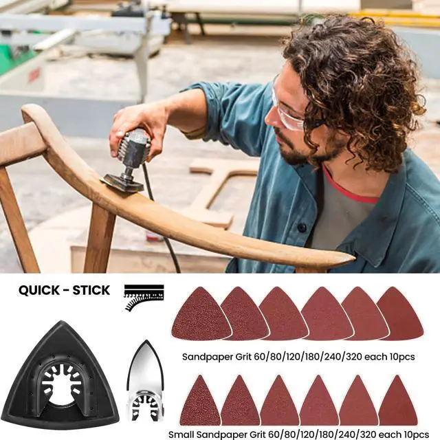 Alt view image 5 of 7 - 158 Pack Oscillating Saw Blades, Oscillating Tool Blades with Sandpaper, Multitool Bi-Metal Blades Kits for Wood Metal Plastics Quick Release Fit Dewalt Ryobi Rockwell Makita