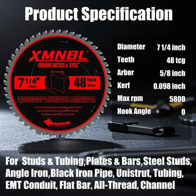 Alt view image 2 of 7 - 7 1/4 Inch Metal Cutting Saw Blade,Replace for Diablo D0748CF 7 1/4 Inch Metal and Stainless Steel Cutting Saw Blade,Compatible with 7-1/4 Inch Circular Saw,Cermet Carbide,5/8" Arbor,5X Longer Life