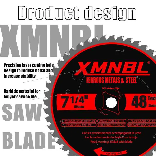 Alt view image 3 of 7 - 7 1/4 Inch Metal Cutting Saw Blade,Replace for Diablo D0748CF 7 1/4 Inch Metal and Stainless Steel Cutting Saw Blade,Compatible with 7-1/4 Inch Circular Saw,Cermet Carbide,5/8" Arbor,5X Longer Life