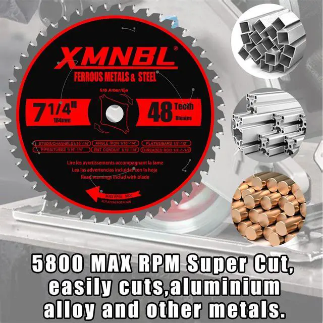 Alt view image 5 of 7 - 7 1/4 Inch Metal Cutting Saw Blade,Replace for Diablo D0748CF 7 1/4 Inch Metal and Stainless Steel Cutting Saw Blade,Compatible with 7-1/4 Inch Circular Saw,Cermet Carbide,5/8" Arbor,5X Longer Life