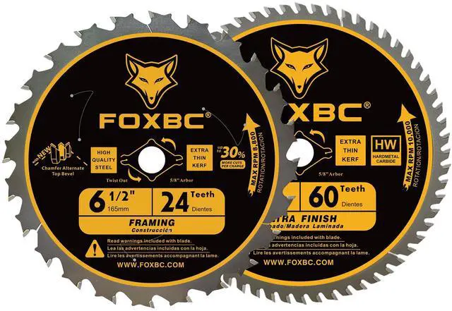Main image of 6-1/2 inch Circular Saw Blade 24T 60T Combo Pack, Wood Cutting, Thin-Kerf with 5/8" Arbor
