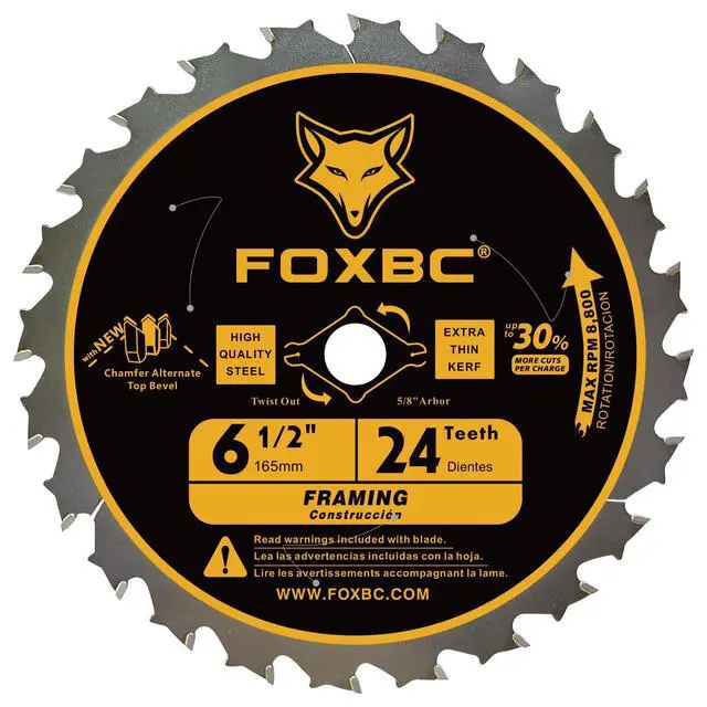 Alt view image 2 of 6 - 6-1/2 inch Circular Saw Blade 24T 60T Combo Pack, Wood Cutting, Thin-Kerf with 5/8" Arbor