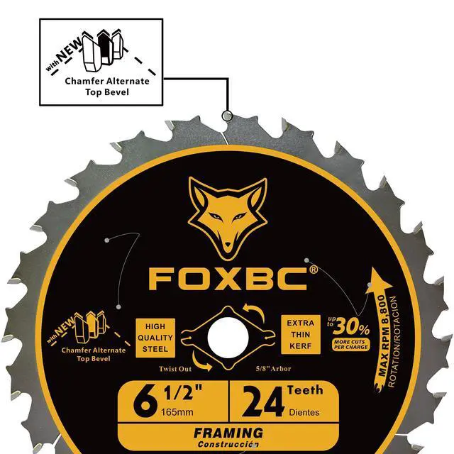 Alt view image 4 of 6 - 6-1/2 inch Circular Saw Blade 24T 60T Combo Pack, Wood Cutting, Thin-Kerf with 5/8" Arbor