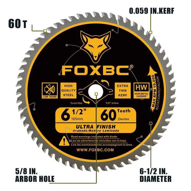 Alt view image 6 of 6 - 6-1/2 inch Circular Saw Blade 24T 60T Combo Pack, Wood Cutting, Thin-Kerf with 5/8" Arbor