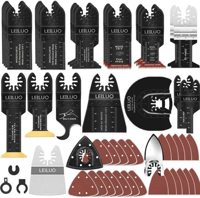 Main image of 156 Pcs Multitool Blade Kits Oscillating Tool Cutting Sanding and Scraping Accessories with Storage Bag Oscillating Saw Blades Compatible with DeWalt Makita Dremel and More