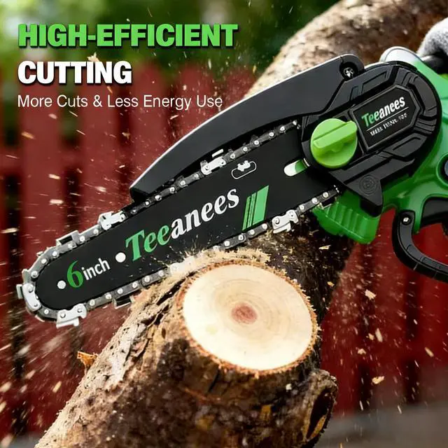 Alt view image 2 of 7 - Mini Chainsaw Cordless, 6-Inch Small Electric Chainsaw with 21V Battery & 3 Chains, Portable Handheld Power Chain Saw for Wood Cutting & Tree Trimming, Ideal Gardening Gift for Men Dad