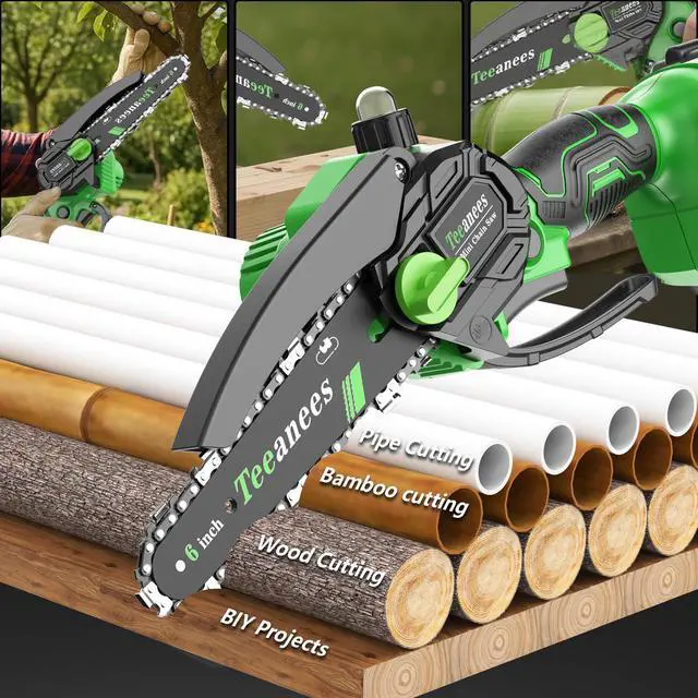 Alt view image 5 of 7 - Mini Chainsaw Cordless, 6-Inch Small Electric Chainsaw with 21V Battery & 3 Chains, Portable Handheld Power Chain Saw for Wood Cutting & Tree Trimming, Ideal Gardening Gift for Men Dad