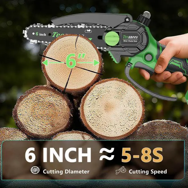 Alt view image 4 of 7 - Mini Chainsaw Cordless, 6-Inch Small Electric Chainsaw with 21V Battery & 3 Chains, Portable Handheld Power Chain Saw for Wood Cutting & Tree Trimming, Ideal Gardening Gift for Men Dad