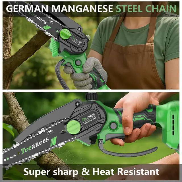 Alt view image 6 of 7 - Mini Chainsaw Cordless, 6-Inch Small Electric Chainsaw with 21V Battery & 3 Chains, Portable Handheld Power Chain Saw for Wood Cutting & Tree Trimming, Ideal Gardening Gift for Men Dad