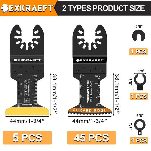 Alt view image 2 of 7 - 50PCS Curved-Edge Oscillating Tool Blade, Titanium Multitool Blades for Metal, Wood, Plastic, Professional Universal Oscillating Saw Blades Fit Dewalt Milwaukee Ryobi Rockwell Fein