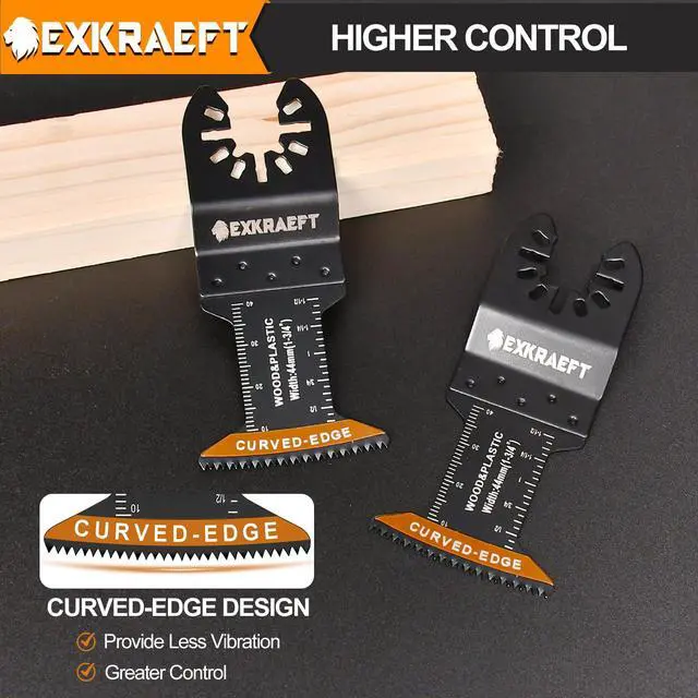 Alt view image 3 of 7 - 50PCS Curved-Edge Oscillating Tool Blade, Titanium Multitool Blades for Metal, Wood, Plastic, Professional Universal Oscillating Saw Blades Fit Dewalt Milwaukee Ryobi Rockwell Fein