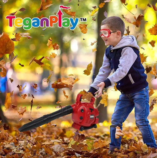 Alt view image 5 of 5 - Power Garden Tools Set for Kids Battery Operated Toy Leaf Blower, Hedge Trimmer and Chainsaw Pretend Play for Boys Girls