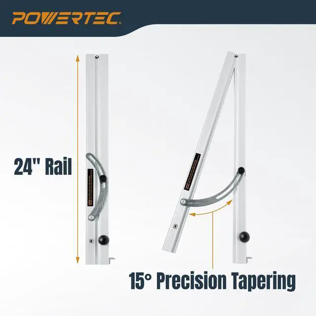 Alt view image 4 of 7 - Table Saw Tapering Jig for Angle Cutting | 24-Inch Lightweight Aluminum Rails and Laser Engraved Scale, 15 Degrees of Taper, 1 PK (71035V)