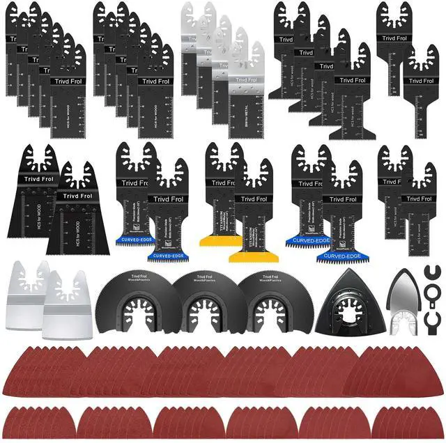 Main image of 121 Pack Oscillating Saw Blades, Titanium Oscillating Tool Blades with Sandpaper, Multitool Blades for Wood Metal Plastics Cutting, Multi Tool Blades Kits Fit Bosch Dewalt Ryobi Milwaukee