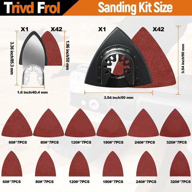 Alt view image 3 of 7 - 121 Pack Oscillating Saw Blades, Titanium Oscillating Tool Blades with Sandpaper, Multitool Blades for Wood Metal Plastics Cutting, Multi Tool Blades Kits Fit Bosch Dewalt Ryobi Milwaukee