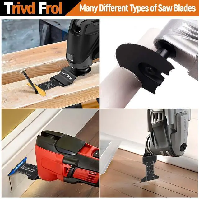 Alt view image 6 of 7 - 121 Pack Oscillating Saw Blades, Titanium Oscillating Tool Blades with Sandpaper, Multitool Blades for Wood Metal Plastics Cutting, Multi Tool Blades Kits Fit Bosch Dewalt Ryobi Milwaukee