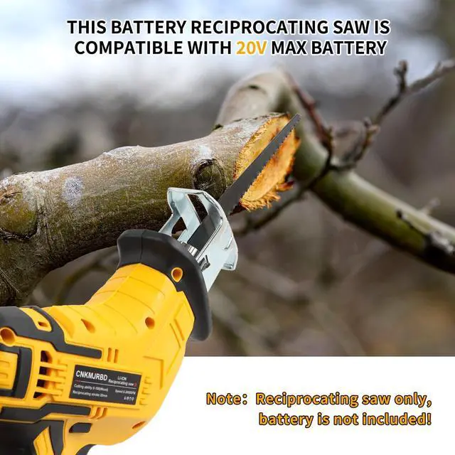 Alt view image 3 of 7 - Cordless Reciprocating Saw Compatible With 20V Max Battery(Battery Not Included), Power Recipro Saw, 0-3000 SPM Variable Speed, Tool-free Blade Change, 4 Blades Kit for Wood/Metal/PVC Cutting