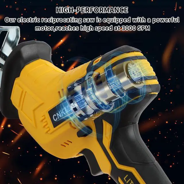 Alt view image 4 of 7 - Cordless Reciprocating Saw Compatible With 20V Max Battery(Battery Not Included), Power Recipro Saw, 0-3000 SPM Variable Speed, Tool-free Blade Change, 4 Blades Kit for Wood/Metal/PVC Cutting