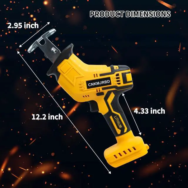 Alt view image 2 of 7 - Cordless Reciprocating Saw Compatible With 20V Max Battery(Battery Not Included), Power Recipro Saw, 0-3000 SPM Variable Speed, Tool-free Blade Change, 4 Blades Kit for Wood/Metal/PVC Cutting