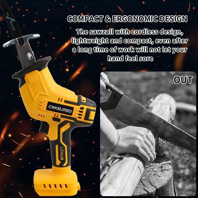 Alt view image 7 of 7 - Cordless Reciprocating Saw Compatible With 20V Max Battery(Battery Not Included), Power Recipro Saw, 0-3000 SPM Variable Speed, Tool-free Blade Change, 4 Blades Kit for Wood/Metal/PVC Cutting