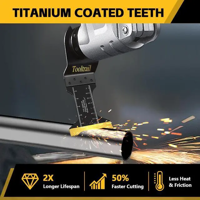 Alt view image 3 of 7 - 30 PCS Titanium Oscillating Tool Blades Metal Cutting,Universal Multi Tool Blades Kits for Metal Nails Wood and Plastic,Oscillating Saw Blades Fit Dewalt Ryobi Milwaukee Rockwell Fein