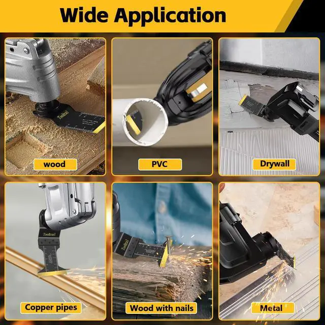 Alt view image 4 of 7 - 30 PCS Titanium Oscillating Tool Blades Metal Cutting,Universal Multi Tool Blades Kits for Metal Nails Wood and Plastic,Oscillating Saw Blades Fit Dewalt Ryobi Milwaukee Rockwell Fein