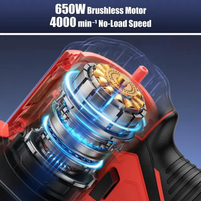 Alt view image 2 of 7 - Mini Chainsaw for Milwaukee 18V Battery, Auto-Oiler, 8-Inch Brushless Cordless Pruning Chainsaw, 4000RPM for Wood Cutting, Tree Trimming (Battery Not Included) (Red)