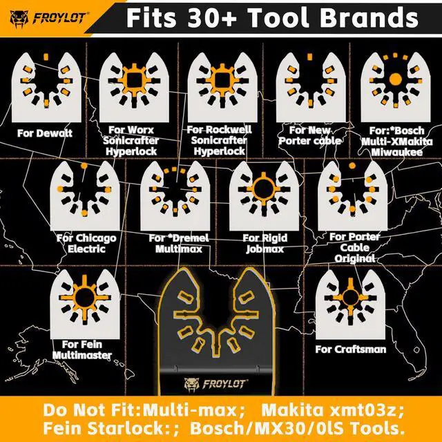 Alt view image 7 of 7 - 50PCS Oscillating Multi-Tool Blades Kit, Titanium Bi-Metal Saw Blades - Ti/Arc/Japanese/Circle Teeth for Metal/Nail/Wood/OSB/Drywall -Universal Fit Dewalt Ryobi Worx Makita Oscillating Tools