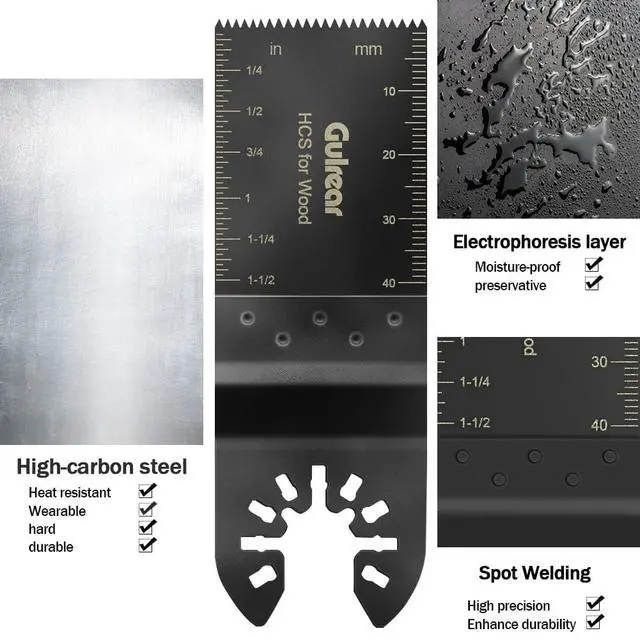 Alt view image 2 of 6 - 100Pcs Universal Oscillating Tool Oscillating Saw Blades,Oscillating Multitool Blades,Multi Tool Blades Kit for Dewalt Ryobi Milwaukee Tools for Cut Wood,Plastic&Metalm Ideal Wood Working Accessories