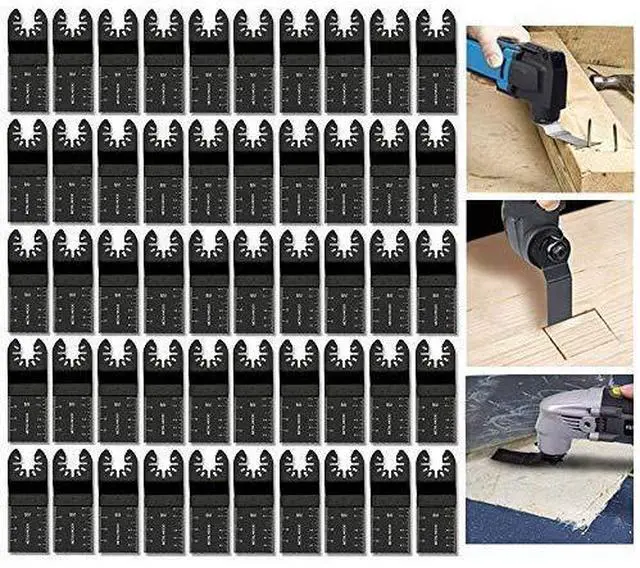 Main image of 100 pcs Wood Oscillating Multitool Saw Blade Set Fits Fein Multimaster Porter Cable Black & Decker Bosch Dremel Craftsman Ridgid Ryobi Makita Milwaukee Dewalt Rockwell