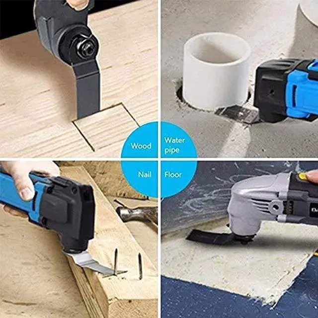 Alt view image 2 of 6 - 100 pcs Wood Oscillating Multitool Saw Blade Set Fits Fein Multimaster Porter Cable Black & Decker Bosch Dremel Craftsman Ridgid Ryobi Makita Milwaukee Dewalt Rockwell