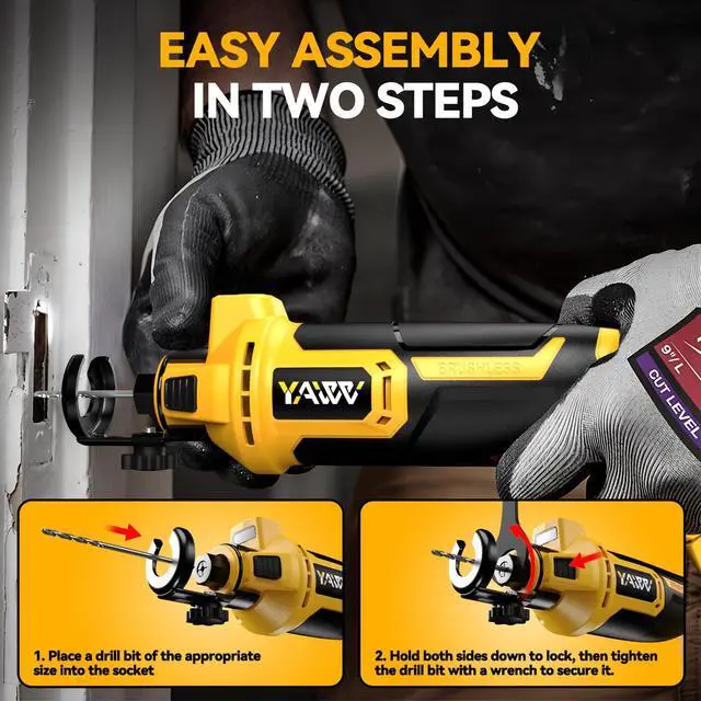 Alt view image 6 of 7 - Cordless Drywall Cut-Out Tool for Dewalt 20V Battery, 3 Speed Adjustable Brushless Rotary Saw with Up to 30000 RPM, Compact Spiral Saw Kit for Cutting Wood Drywall,Sheetrock,Wood, (Bare Tool Only)