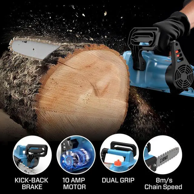 Alt view image 5 of 7 - Electric Chainsaw, 14" Corded Chainsaw,10 Amp Chain Saw for Wood Cutting, Tree Trimming, Garden Tool for Pruning, Branch Cutting, Yard, Fathers Day Gift for Men,Gardener, CSE10-L