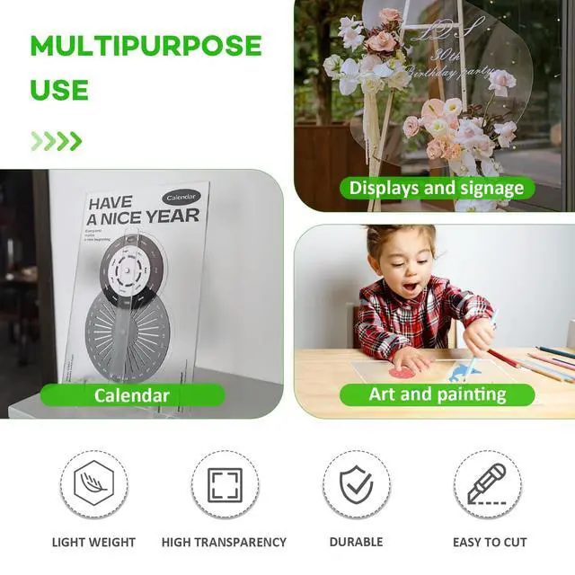 Alt view image 4 of 7 - 3 Pack Plexiglass Sheets 1/8 Inch Thick, 24"X36" Plexi Glass Panel,Plastic Sheet for Crafts,Signs, Display Cases, Sneeze Guard, Cut with Engraver,Power Saw or Hand Tools