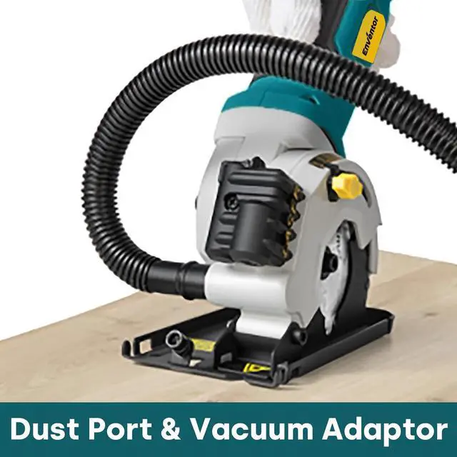 Alt view image 7 of 7 - Mini Circular Saw, 4.8A Electric Circular Saws Corded with Laser Guide, 4000RPM, 3 Saw Blades 3-3/8" Max Cutting Depth 1-1/16", Compact, Power for Wood, Soft Metal, Tile, Plastic