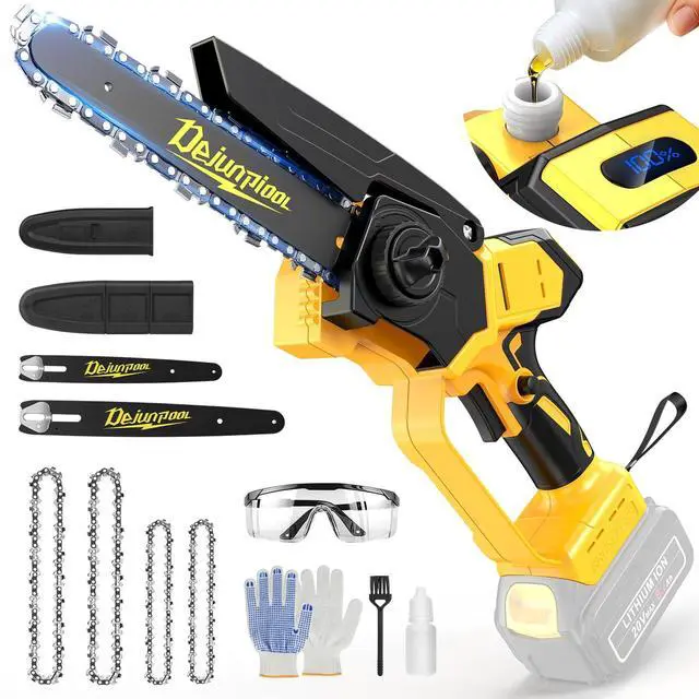 Main image of Cordless Mini Chainsaw Compatible with Dewalt 20V MAX Battery (NO Battery), 6 Inch & 8 Inch Small Electric Chainsaw Brushless, 2x 6'' + 2x 8'' Chains, Auto Oiler, Handheld Pruning Tree Saw