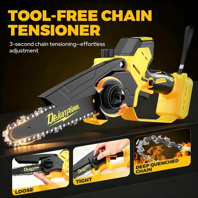 Alt view image 7 of 7 - Cordless Mini Chainsaw Compatible with Dewalt 20V MAX Battery (NO Battery), 6 Inch & 8 Inch Small Electric Chainsaw Brushless, 2x 6'' + 2x 8'' Chains, Auto Oiler, Handheld Pruning Tree Saw