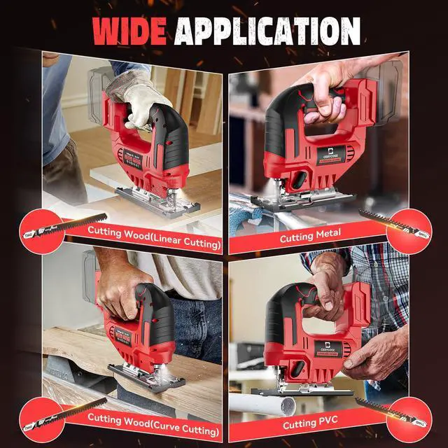 Alt view image 5 of 7 - Jigsaw Compatible With Milwaukee 18V Battery, Cordless jig saw tool With LED Light, 0°- 45° Bevel Cuts, 3 Position Orbital Setting for Straight/Curve/Bevel/Circle Cutting (NO Battery)