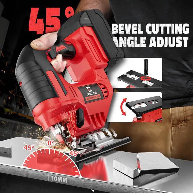 Alt view image 7 of 7 - Jigsaw Compatible With Milwaukee 18V Battery, Cordless jig saw tool With LED Light, 0°- 45° Bevel Cuts, 3 Position Orbital Setting for Straight/Curve/Bevel/Circle Cutting (NO Battery)
