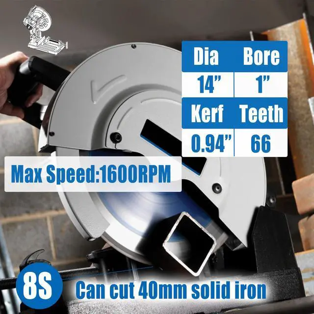 Alt view image 2 of 7 - 14 Inch Metal Steel Cutting Saw Blade,Replacement for Evolution 14 Inch Chop Saw Blade for Evolution S14CPS,S15CPS,S355MCS,S355CPS,S380CPS|Metal Cutting Saw,66Teeth Mild Steel Cermet Blade