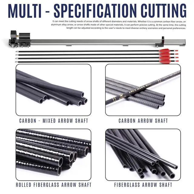 Alt view image 7 of 7 - Electric Arrow Saw, Carbon Arrow Cutter with 2x Resin Saw Blade, Adjustable 4.3-32 Archery Arrow Cutting Saw Tool with Precision Scale, Dust Cover, Aluminum Alloy Arrow Saw